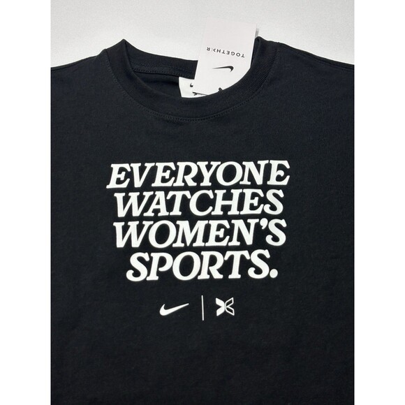Nike TOGETHXR Kids Youth Shirt Everyone Watches Womens Sports NWT New Black - Picture 2 of 9